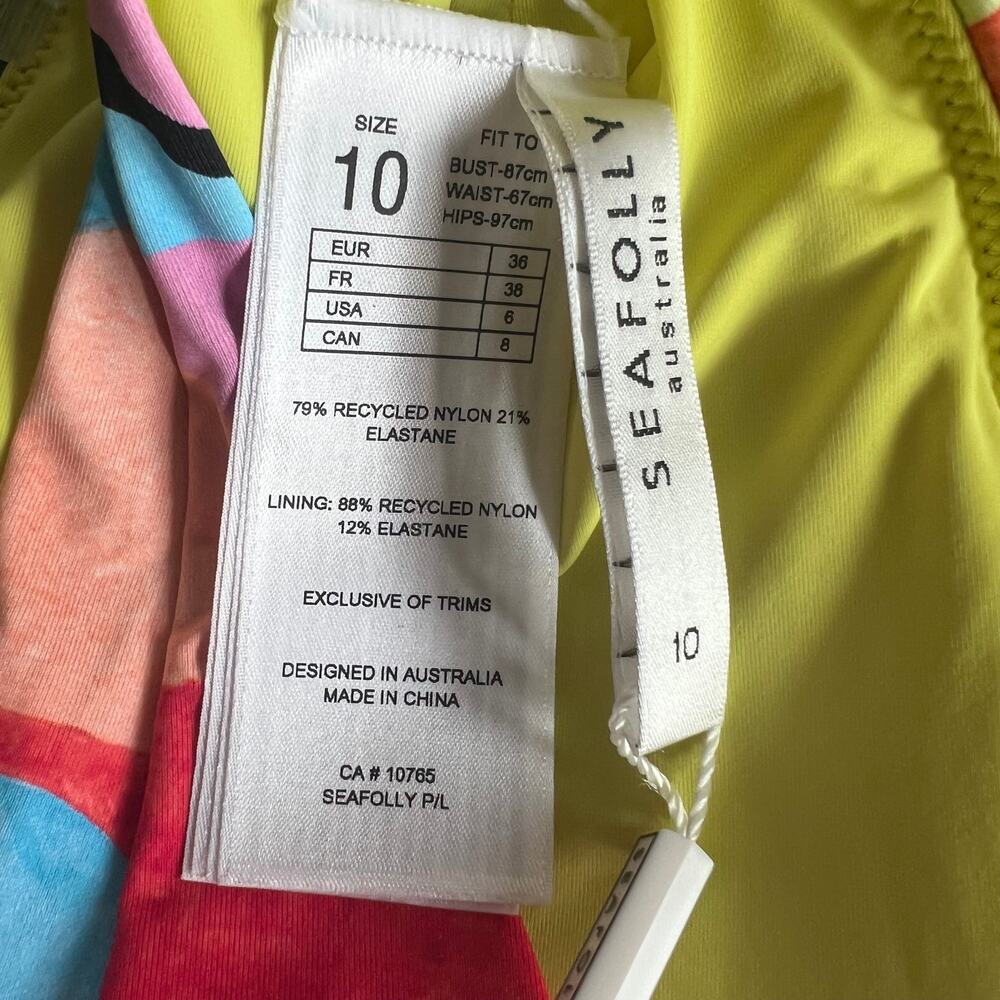Seafolly Australia Multicolor Aquamarine Tropfest One Shoulder with Tie, US6 - Picture 6 of 11